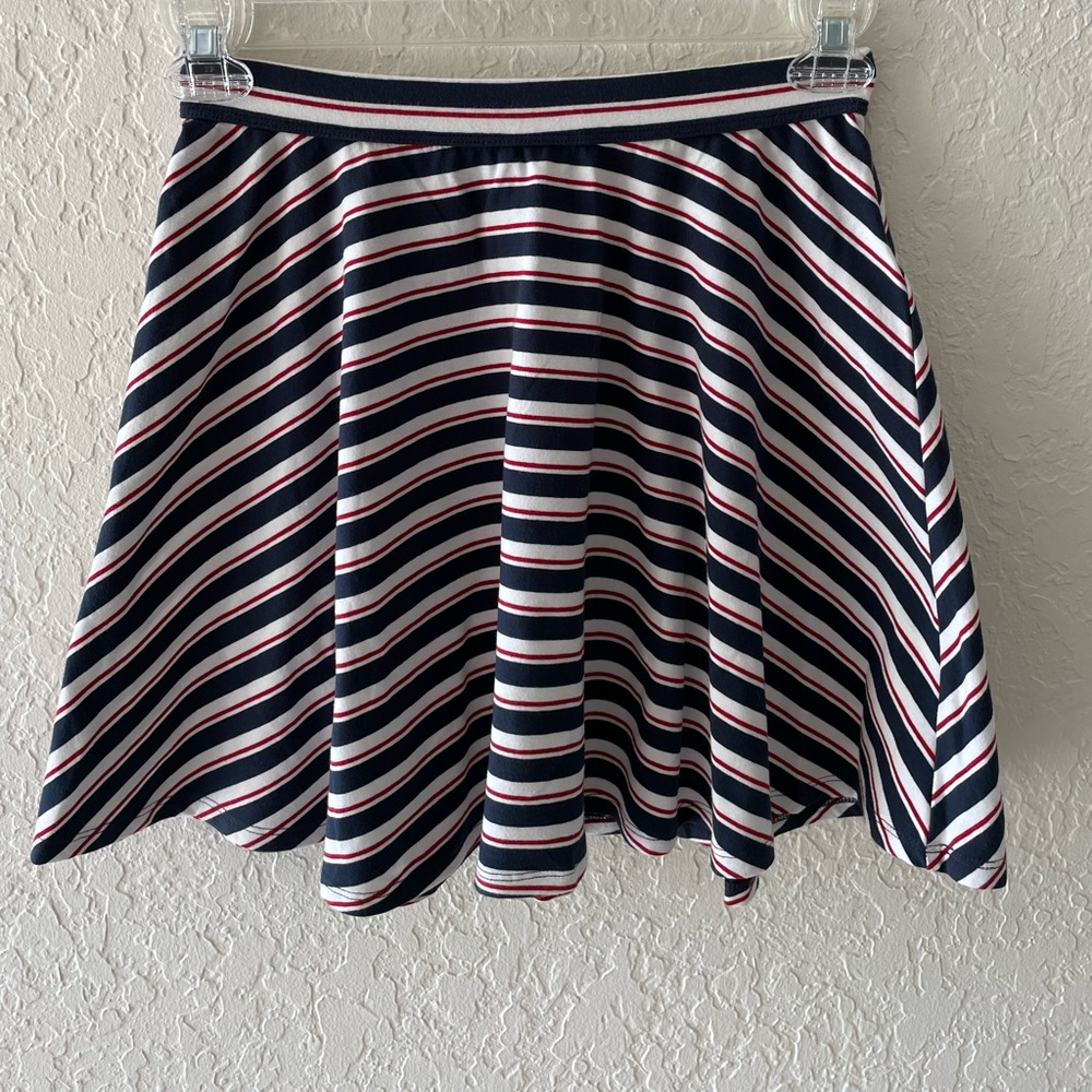 Hollister Red, White, and Blue Striped A Line Stretchy Medium Skirt